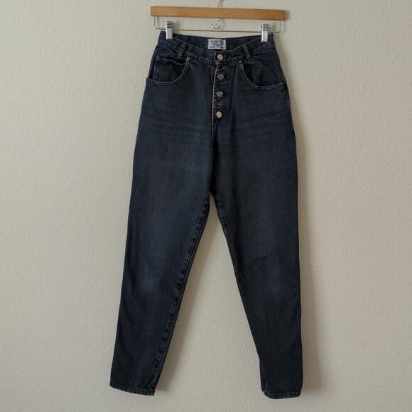 Vintage Womens Mom Jeans 7 100% Cotton 90s High Rise Gray Blue Button Fly Front - Picture 3 of 8